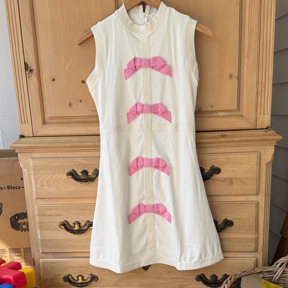 NWT Paddle & Palm Sleeveless Cream Dress with Pink Accents